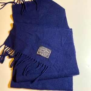 Scots Regal 100% Cashmere in Navy Blue Fringes Scarf Madr in England Vtg